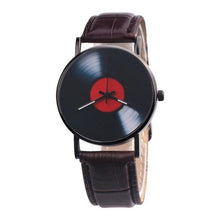Load image into Gallery viewer, Quartz Watch 30M Dial Glass Round Men Pointer Buckle White Wrist Casual Black Brown Fashion Vinyl Records Pin