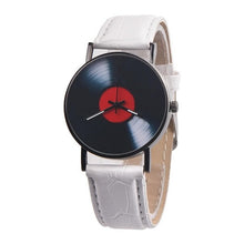 Load image into Gallery viewer, Quartz Watch 30M Dial Glass Round Men Pointer Buckle White Wrist Casual Black Brown Fashion Vinyl Records Pin