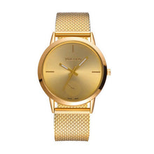 Load image into Gallery viewer, Casual Pointer Fashion Black Glass 44mm Round Rose Quartz Dial Men Buckle Gold PVC Silver 10mm Wristband Watch Alloy Red